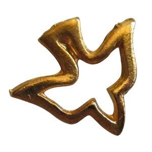 NOS NWOT TINY Goldtone CHRISTIAN PEACE DOVE True Vtg 70s pin pinback